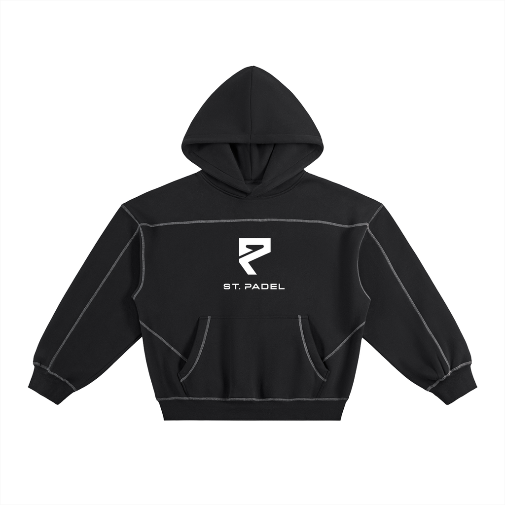 Black hoodie with a white logo of ST.Padel