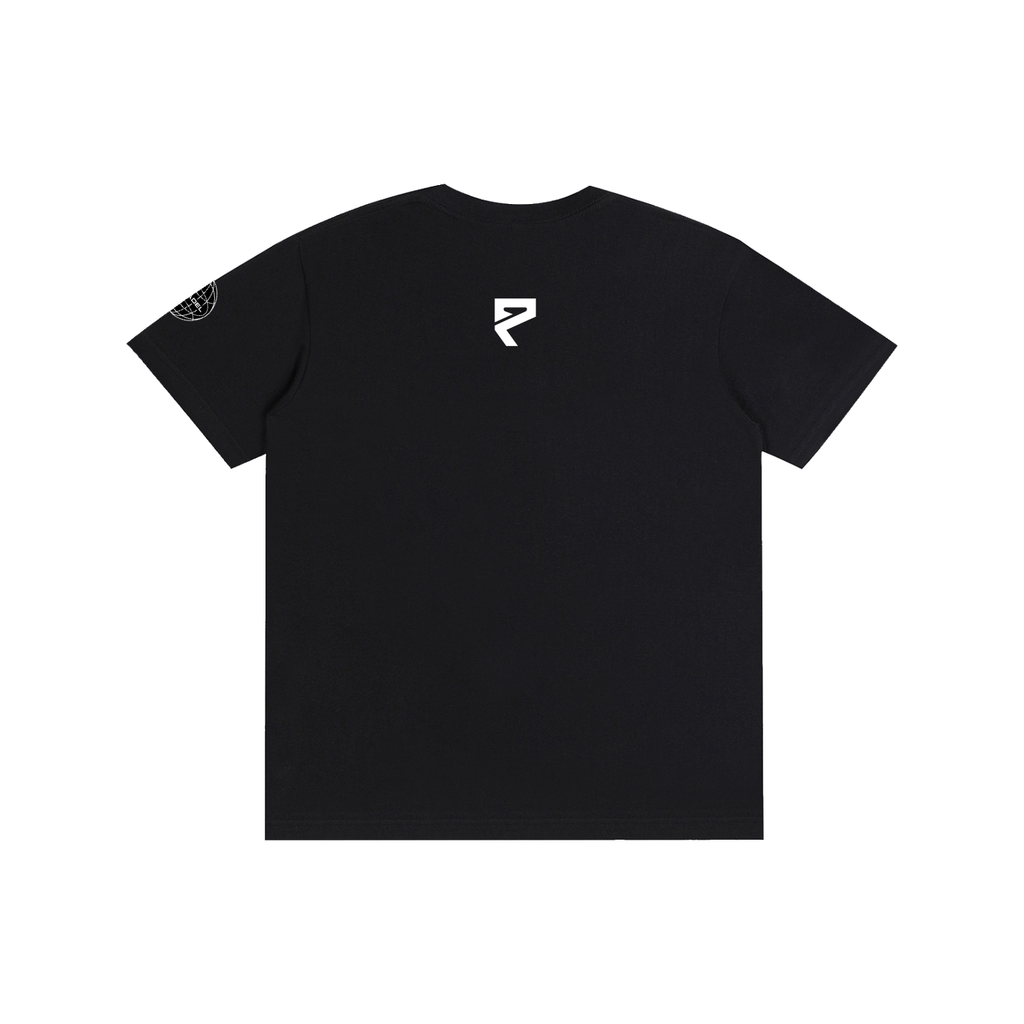 St. Padel Lifestyle Cotton T-Shirt. Black t-shirt with white text on a white background