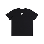 St. Padel Lifestyle Cotton T-Shirt. Black t-shirt with white text on a white background
