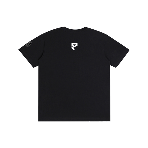 St. Padel Lifestyle Cotton T-Shirt. Black t-shirt with white text on a white background