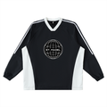 St. Padel Off-Court Warmup Pullover. Black and white sports jersey with 'ST. PADEL' text on a white background